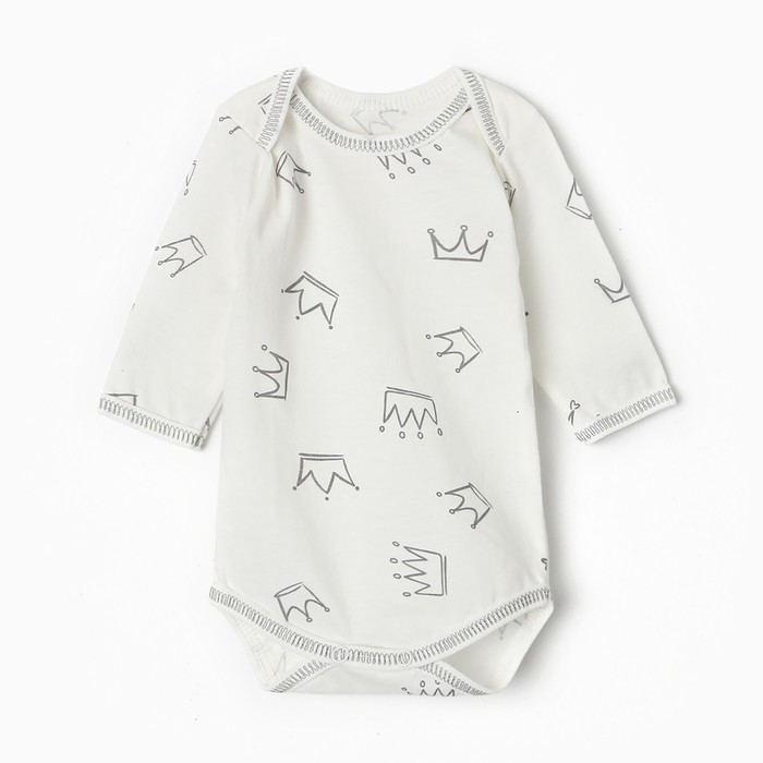 Боди Bloom Baby Короны с дл. рукавом, р. 86 см, молочный - Фото 1