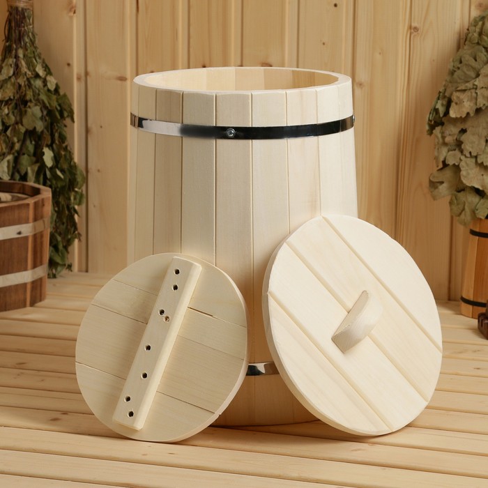 Кадка - бочка для засолки, 20 л, деревянная, с гнётом - Фото 1