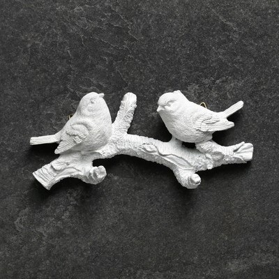 Вешалка - ключница"Веточка с двумя птичками" белая