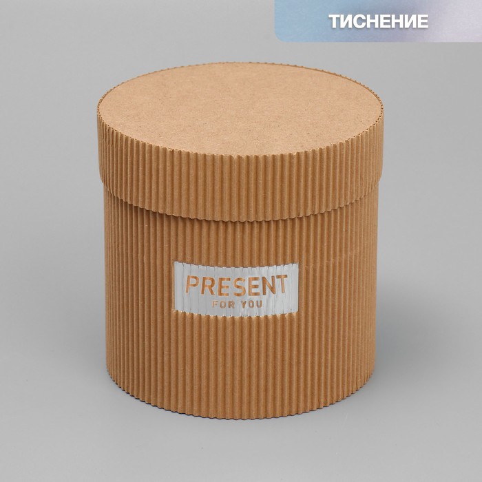 Коробка подарочная шляпная из микрогофры, упаковка, «Present for you», 12 х 12 см - Фото 1