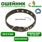 Ошейник брезентовый безразмерный двухслойный, 50×2 см, ОШ 22-45 см - Фото 1