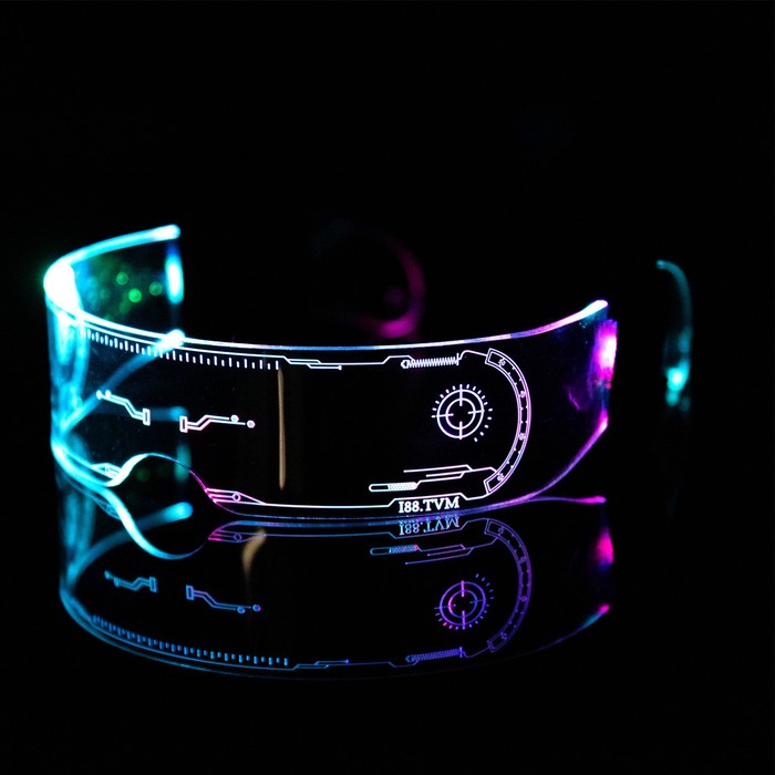 

Светодиодные очки для вечеринки, батарейки CR2032х2, свечение мульти (RGB)