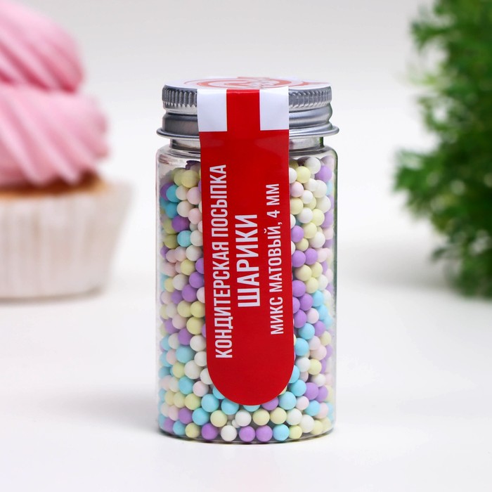 Посыпка кондитерская «Шарики микс», 4 мм, матовый, 50 г - Фото 1
