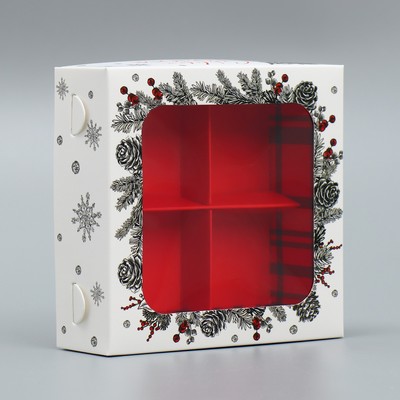 Коробка под 4 конфеты «С Новым годом!», 10.5×10.5×3.5 см