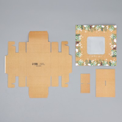 Коробка под 4 конфеты «С Новым годом!», 10.5×10.5×3.5 см