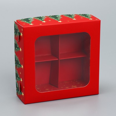 Коробка под 4 конфеты «С Новым годом!», 10.5×10.5×3.5 см