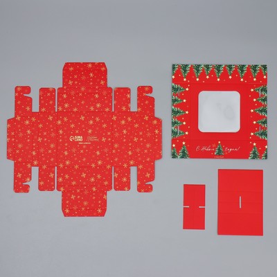 Коробка под 4 конфеты «С Новым годом!», 10.5×10.5×3.5 см