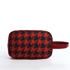 Косметичка на молнии, с ручкой, с рисунком «Гусиная лапка», красная/чёрная - Фото 2