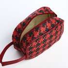 Косметичка на молнии, с ручкой, с рисунком «Гусиная лапка», красная/чёрная - Фото 3