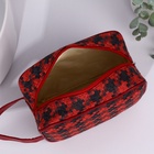 Косметичка на молнии, с ручкой, с рисунком «Гусиная лапка», красная/чёрная - Фото 5