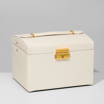 Шкатулка для украшений, раздвижная с зеркалом, 17.5×14×13.5, белая