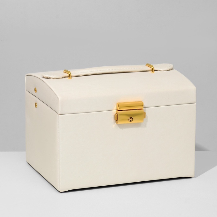 Шкатулка для украшений, раздвижная с зеркалом, 17.5×14×13.5, белая - Фото 1