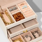 Шкатулка для украшений, раздвижная с зеркалом, 17.5×14×13.5, белая - Фото 3