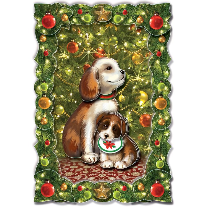 Набор для изготовления новогодней картины «Собачка и щенок»