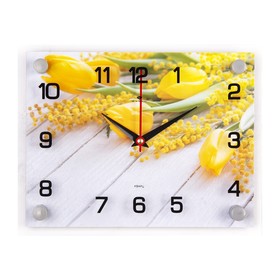 Часы настенные, интерьерные: Цветы, "Тюльпаны на столе", 20 х 26 см