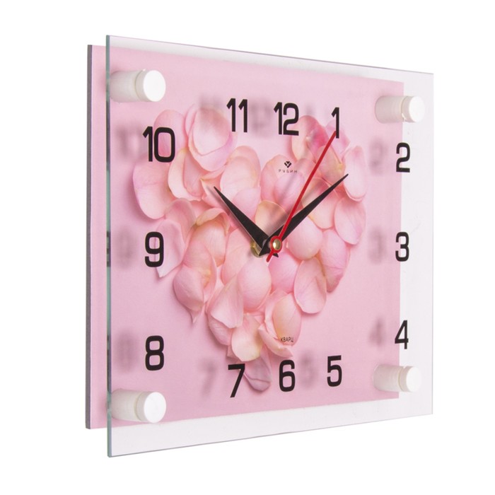 Часы настенные, интерьерные: Цветы, "Сердце из лепестков роз", 20 х 26 см - фото 1926857353