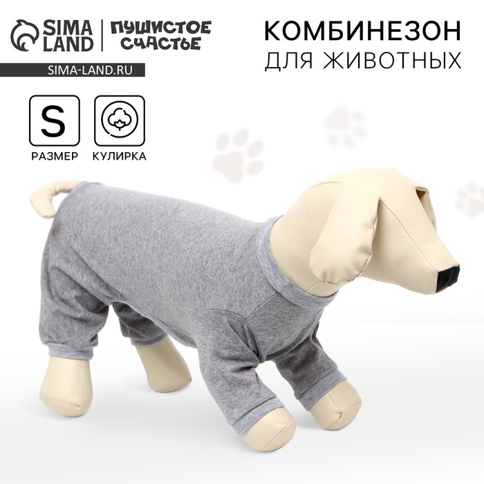 

Комбинезон для животных светло-серый, S (ДС 31, ОШ 32-34, ОГ 47-51)