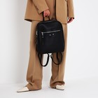 Рюкзак-сумка из искусственной кожи на молнии, 3 кармана, цвет чёрный - Фото 7