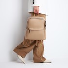 Рюкзак-сумка женский на молнии, с карманами, размер 27×9.5×32 см, бежевый - Фото 7