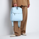 Рюкзак-сумка женский Vespera на молнии, с карманами, голубой - Фото 7