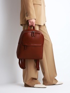 Рюкзак-сумка женский на молнии, с карманами, размер 27×9.5×32 см, коричневый - Фото 13