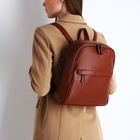Рюкзак женский из искусственной кожи на молнии, 2 кармана, цвет коричневый - Фото 6