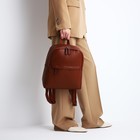 Рюкзак женский из искусственной кожи на молнии, 2 кармана, цвет коричневый - Фото 7