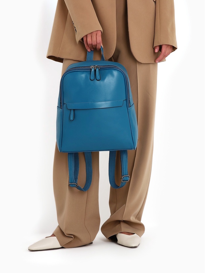 Рюкзак-сумка женский на молнии, с карманами, размер 27×9.5×32 см, синий - Фото 1