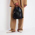 Рюкзак женский на молнии, с карманом, размер 24×12×31 см, чёрный - Фото 5