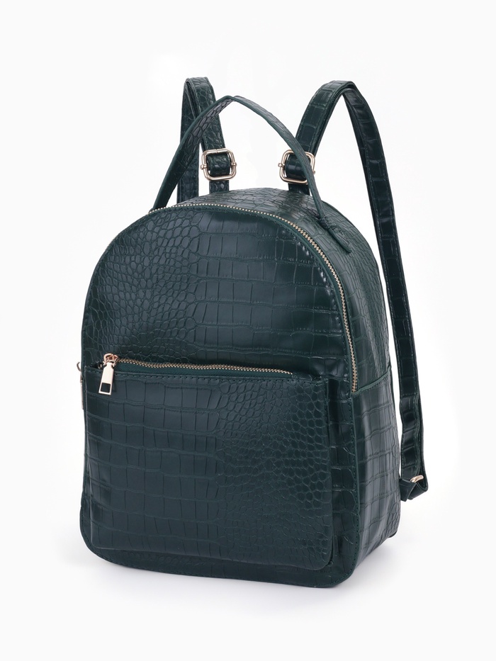 Рюкзак женский на молнии, с карманом, размер 24×12×31 см, зелёный - Фото 1