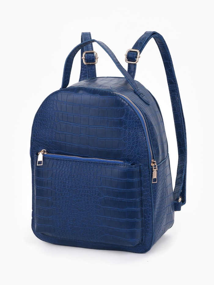 Рюкзак женский на молнии, с карманом, размер 24×12×31 см, синий - Фото 1