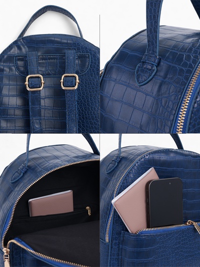 Рюкзак женский на молнии, с карманом, размер 24×12×31 см, синий