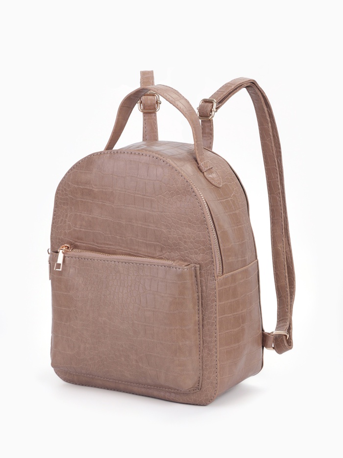 Рюкзак женский на молнии, с карманом, размер 24×12×31 см, бежевый - Фото 1