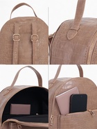 Рюкзак женский на молнии, с карманом, размер 24×12×31 см, бежевый - Фото 2