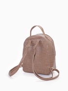 Рюкзак женский на молнии, с карманом, размер 24×12×31 см, бежевый - Фото 4