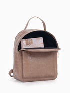 Рюкзак женский на молнии, с карманом, размер 24×12×31 см, бежевый - Фото 6