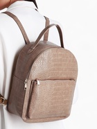Рюкзак женский на молнии, с карманом, размер 24×12×31 см, бежевый - Фото 9