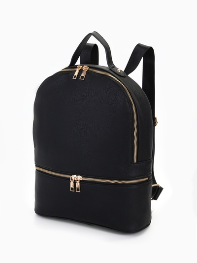 Рюкзак женский на молнии, с карманами, размер 27×10×34 см, чёрный