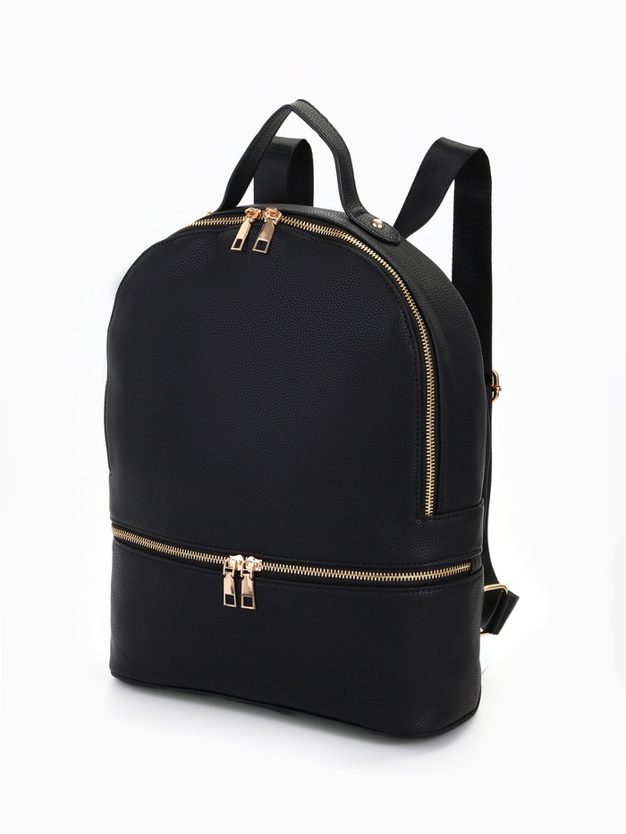 Рюкзак женский на молнии, с карманами, размер 27×10×34 см, чёрный - Фото 1