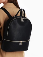 Рюкзак женский на молнии, с карманами, размер 27×10×34 см, чёрный - Фото 9