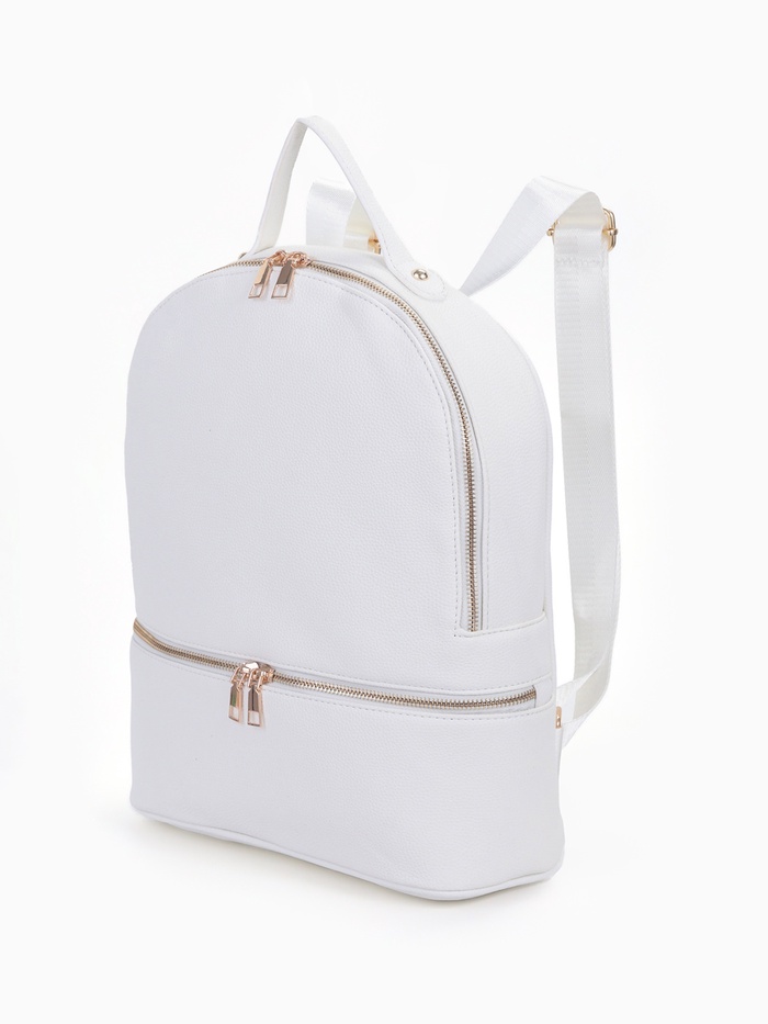 Рюкзак женский на молнии, с карманами, размер 27×10×34 см, белый - Фото 1