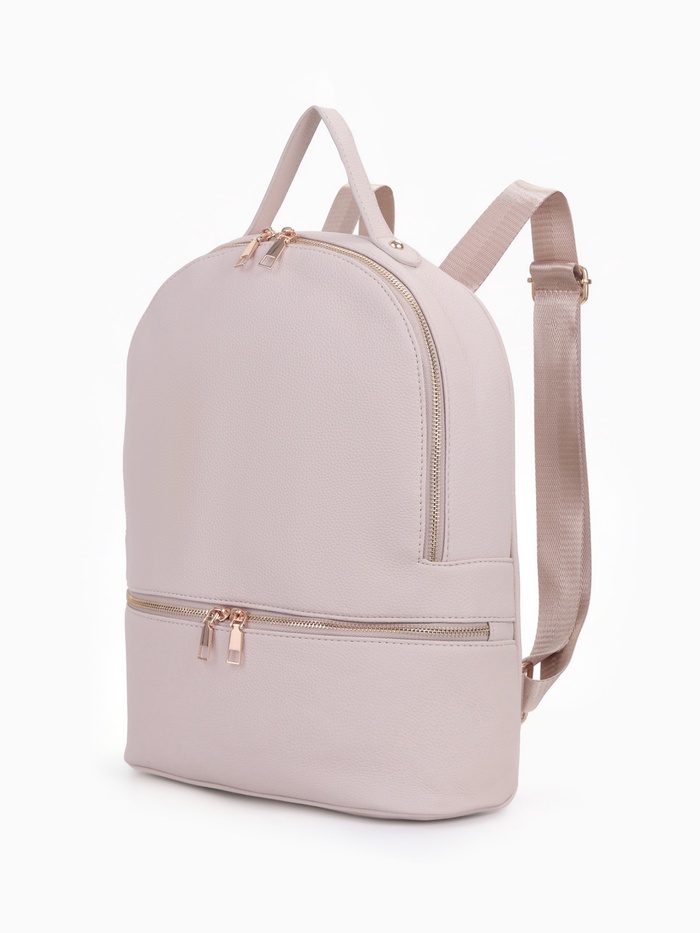 Рюкзак женский на молнии, с карманами, размер 27×10×34 см, бежевый - Фото 1
