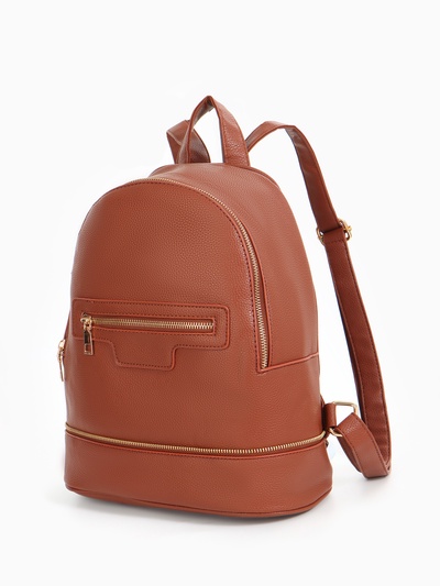 Рюкзак женский на молнии, с карманом, размер 27×13.5×33 см, коричневый
