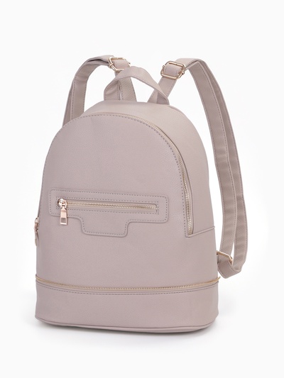 Рюкзак женский на молнии, с карманом, размер 27×13.5×33 см, бежевый