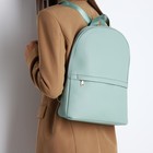 Рюкзак женский из искусственной кожи на молнии, 2 кармана, цвет зелёный - фото 320556058