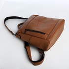 Рюкзак женский из искусственной кожи на молнии, 4 кармана, цвет коричневый - Фото 5