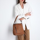 Рюкзак женский из искусственной кожи на молнии, 4 кармана, цвет коричневый - Фото 7
