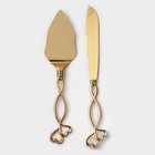 Набор для торта Elegance, 2 предмета: нож длина 28 см, лопатка длина 26 см, цвет золотой - Фото 1