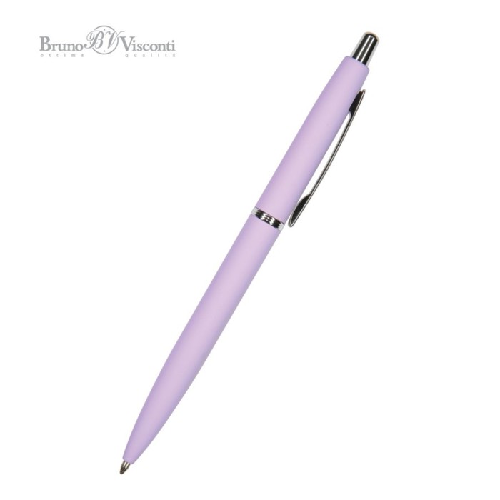 Ручка шариковая автоматическая, 1.0 мм, BrunoVisconti SAN REMO, стержень синий, металлический корпус Soft Touch сиреневый, в футляре