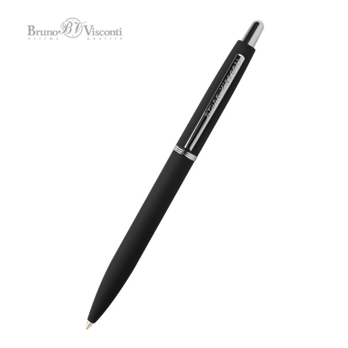 Ручка шариковая автоматическая, 1.0 мм, BrunoVisconti SAN REMO, стержень синий, металлический корпус Soft Touch чёрный, в футляре